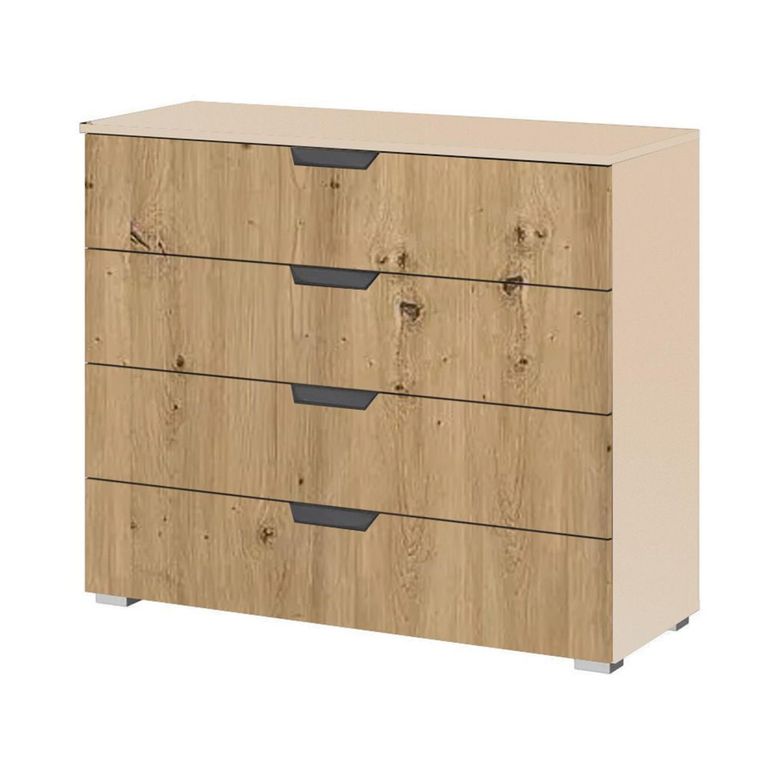 Aditio Wide Chest - 4 Drawer - Champagne & Artisan Oak
