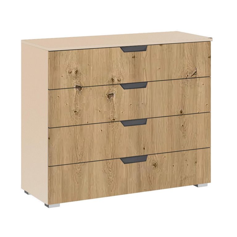 Aditio Wide Chest - 4 Drawer - Champagne & Artisan Oak