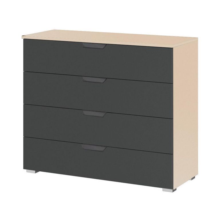 Aditio Wide Chest - 4 Drawer - Champagne & Metallic Dark Grey