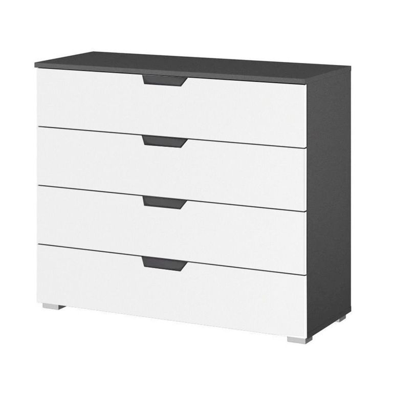 Aditio Wide Chest - 4 Drawer - Metallic Dark Grey & Alpine White