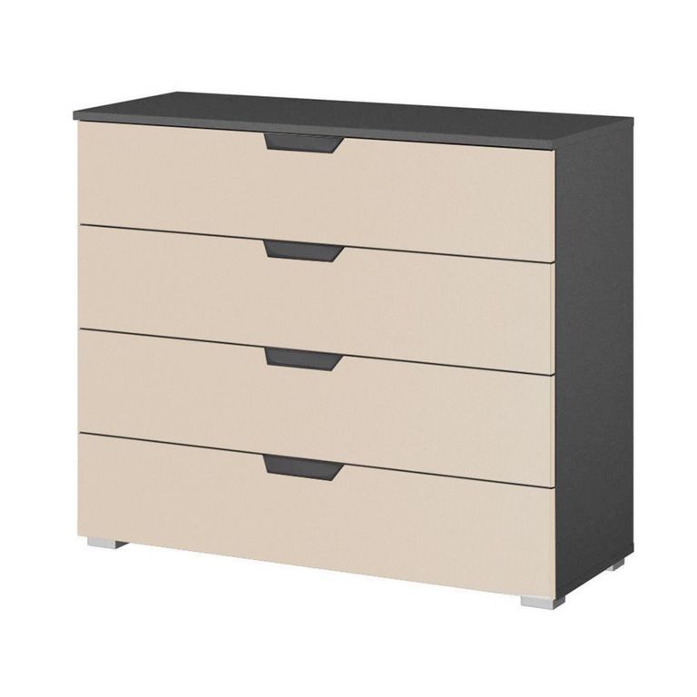 Aditio Wide Chest - 4 Drawer - Metallic Dark Grey & Champagne
