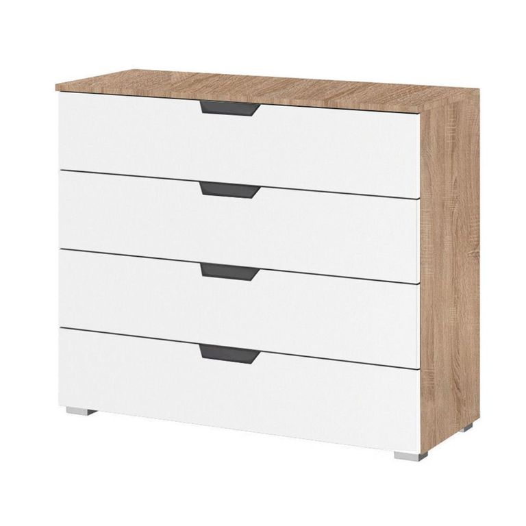 Aditio Wide Chest - 4 Drawer - Sonoma Oak & Alpine White