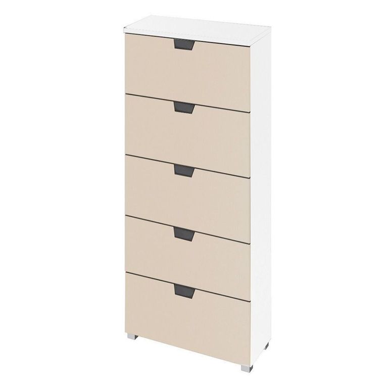Aditio Tall Chest - 5 Drawer - Alpine White & Champagne