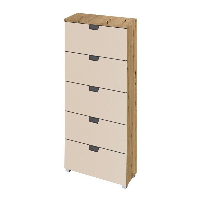 Aditio Tall Chest - 5 Drawer - Artisan Oak & Champagne