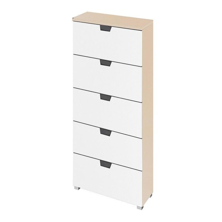 Aditio Tall Chest - 5 Drawer - Champagne & Alpine White