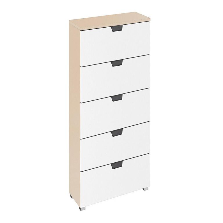 Aditio Tall Chest - 5 Drawer - Champagne & Alpine White