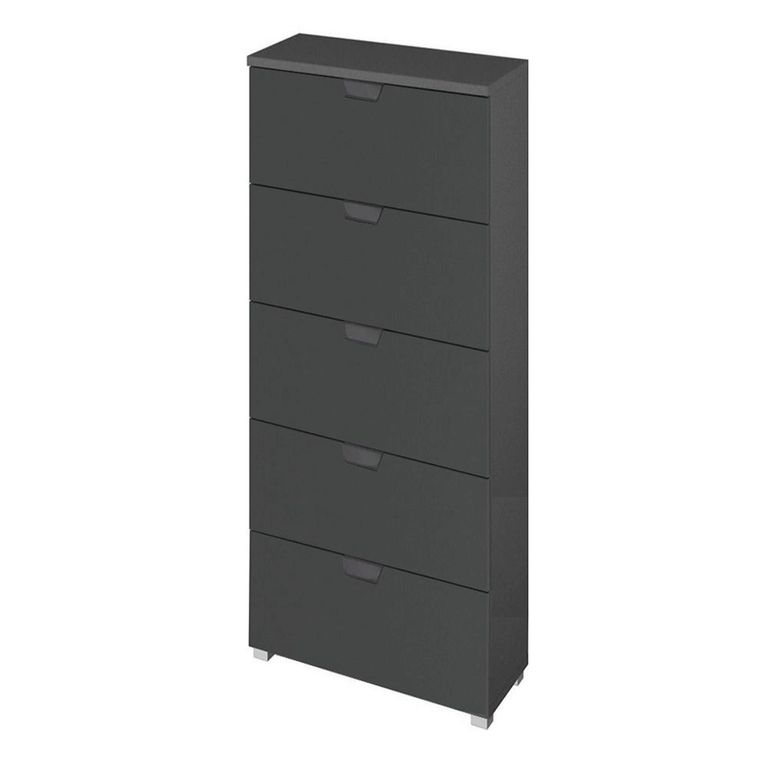 Aditio Tall Chest - 5 Drawer - Metallic Dark Grey
