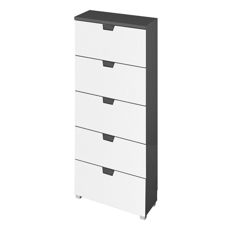 Aditio Tall Chest - 5 Drawer - Metallic Dark Grey & Alpine White
