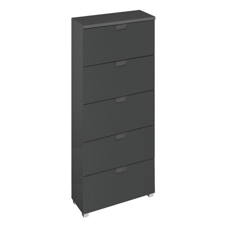 Aditio Tall Chest - 5 Drawer - Metallic Dark Grey