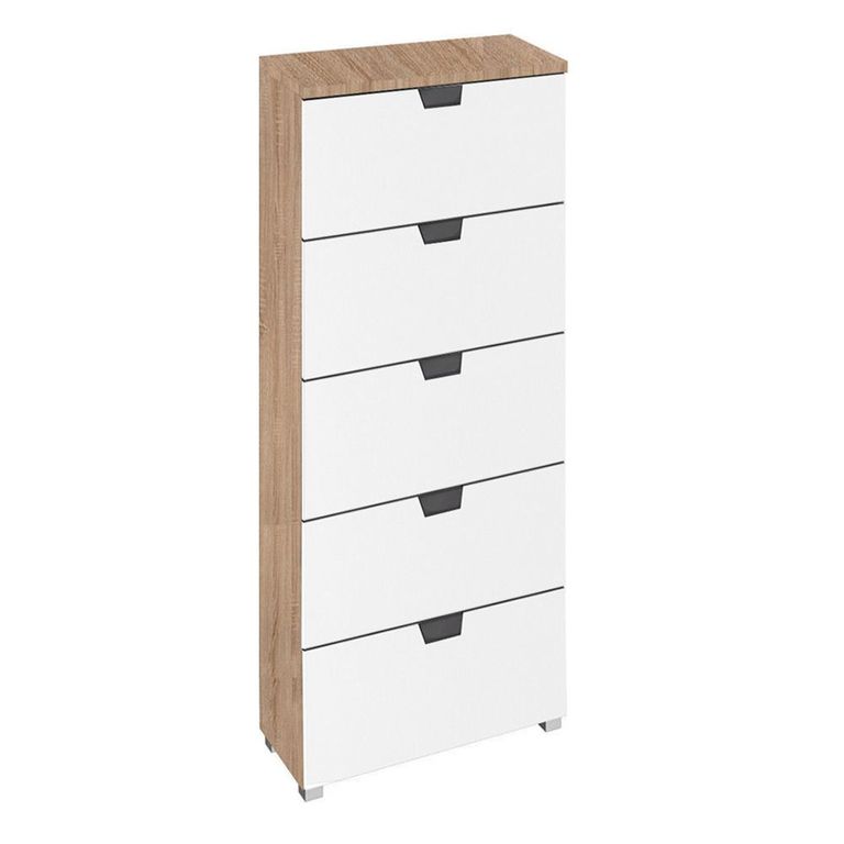 Aditio Tall Chest - 5 Drawer - Sonoma Oak & Alpine White