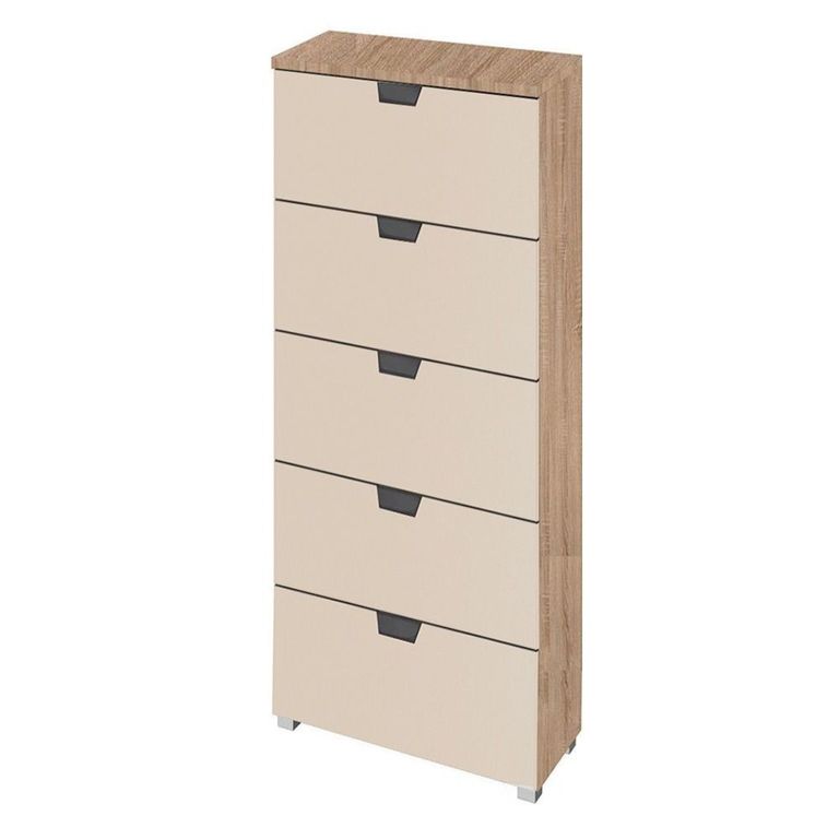 Aditio Tall Chest - 5 Drawer - Sonoma Oak & Champagne