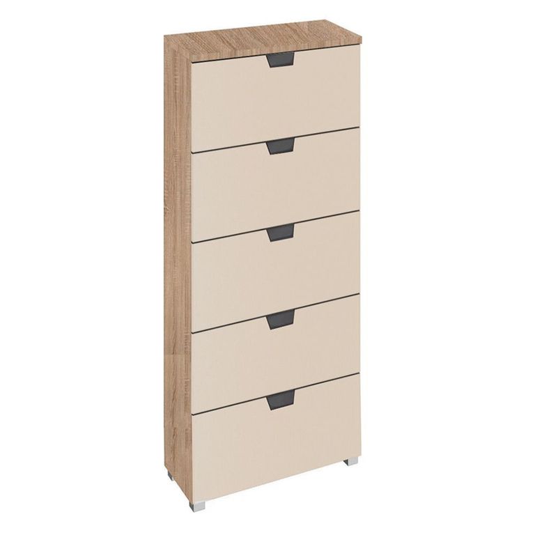 Aditio Tall Chest - 5 Drawer - Sonoma Oak & Champagne