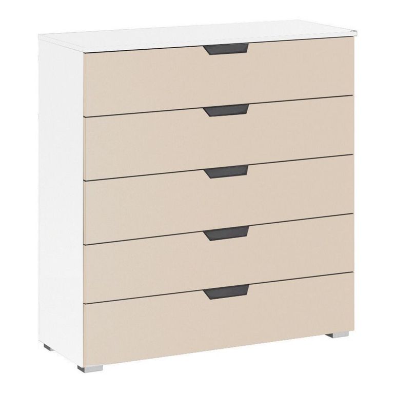 Aditio Wide Chest - 5 Drawer - Alpine White & Champagne