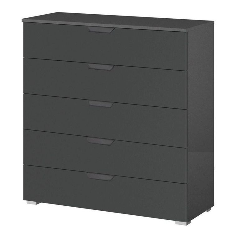 Aditio Wide Chest - 5 Drawer - Metallic Dark Grey