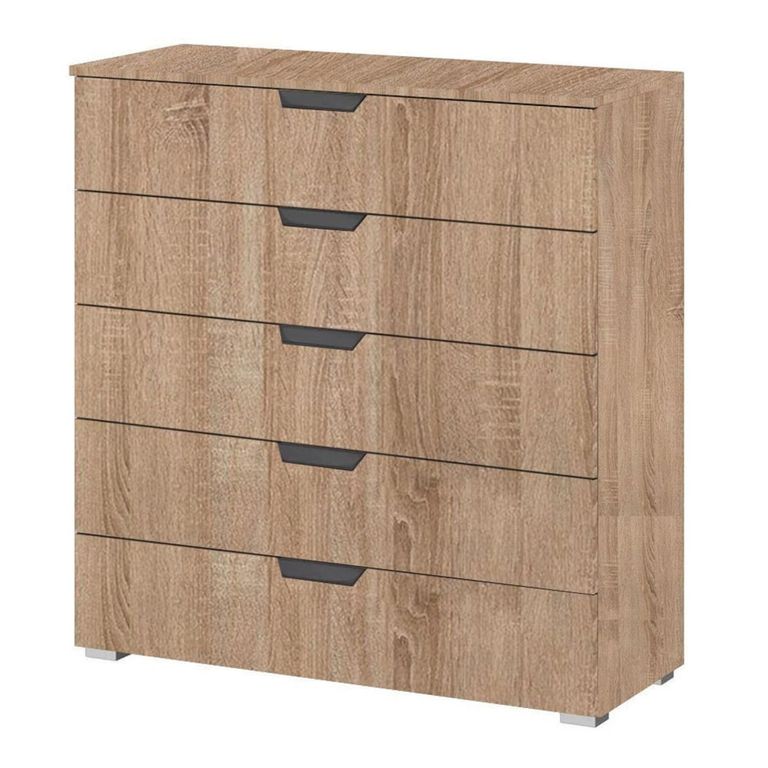 Aditio Wide Chest - 5 Drawer - Sonoma Oak