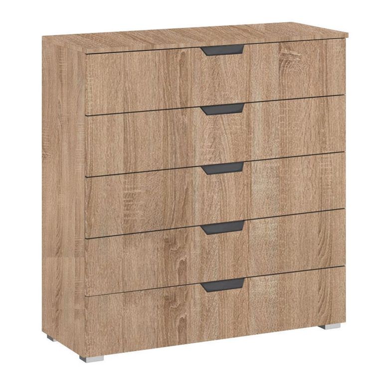 Aditio Wide Chest - 5 Drawer - Sonoma Oak