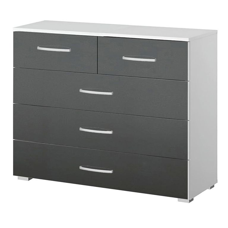 Rauch Alegro 3+2 Drawer Chest - Alpine White and Metallic Dark Grey