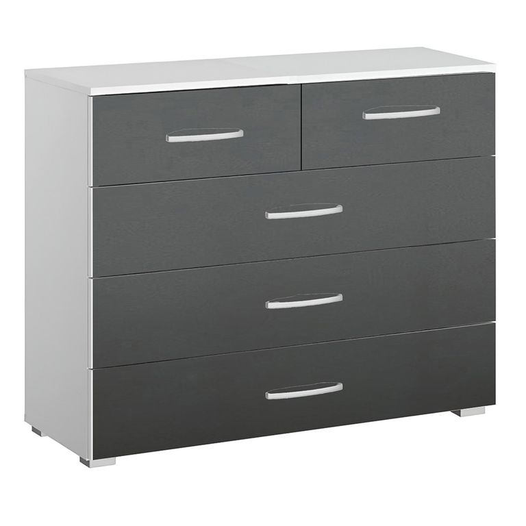 Rauch Alegro 3+2 Drawer Chest - Alpine White and Metallic Dark Grey