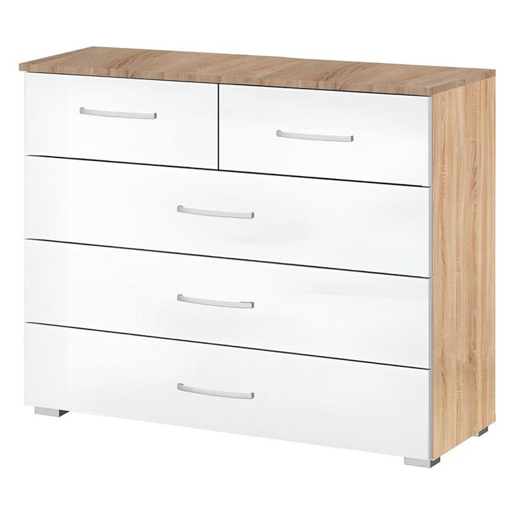 Rauch Alegro 3+2 Drawer Chest - Sonoma Oak and Alpine White