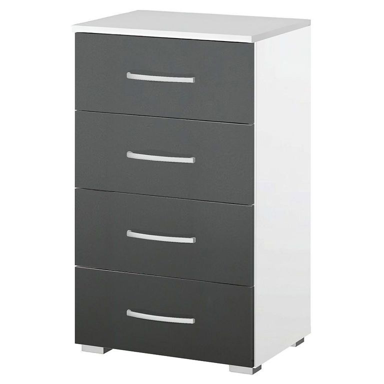 Rauch Alegro 4 Drawer Narrow Chest - Alpine White and Metallic Dark Grey