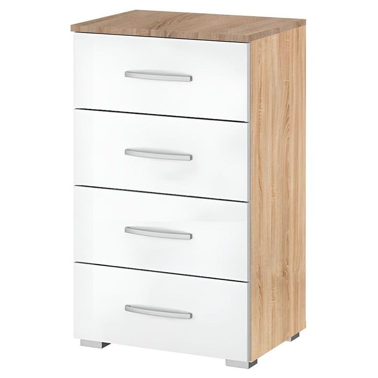 Rauch Alegro 4 Drawer Narrow Chest - Sonoma Oak and Alpine White