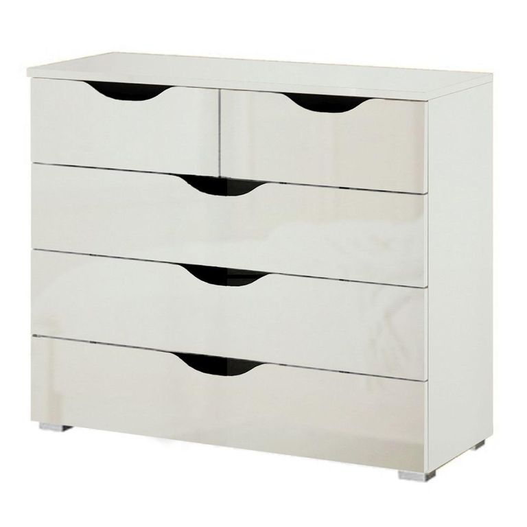 Rauch Arnstein 3+2 Drawer Chest - Alpine White and White High Gloss