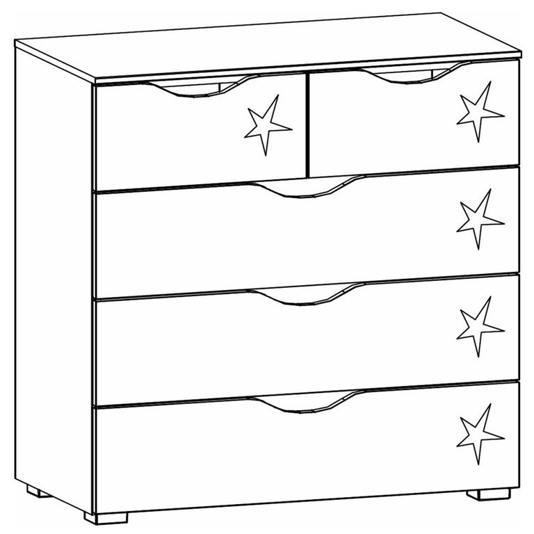 Rauch Arnstein 3+2 Drawer Chest - Alpine White and White High Gloss
