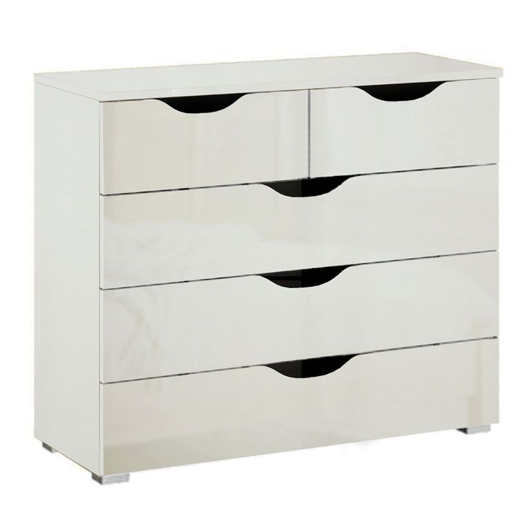 Rauch Arnstein 3+2 Drawer Chest - Alpine White and White High Gloss