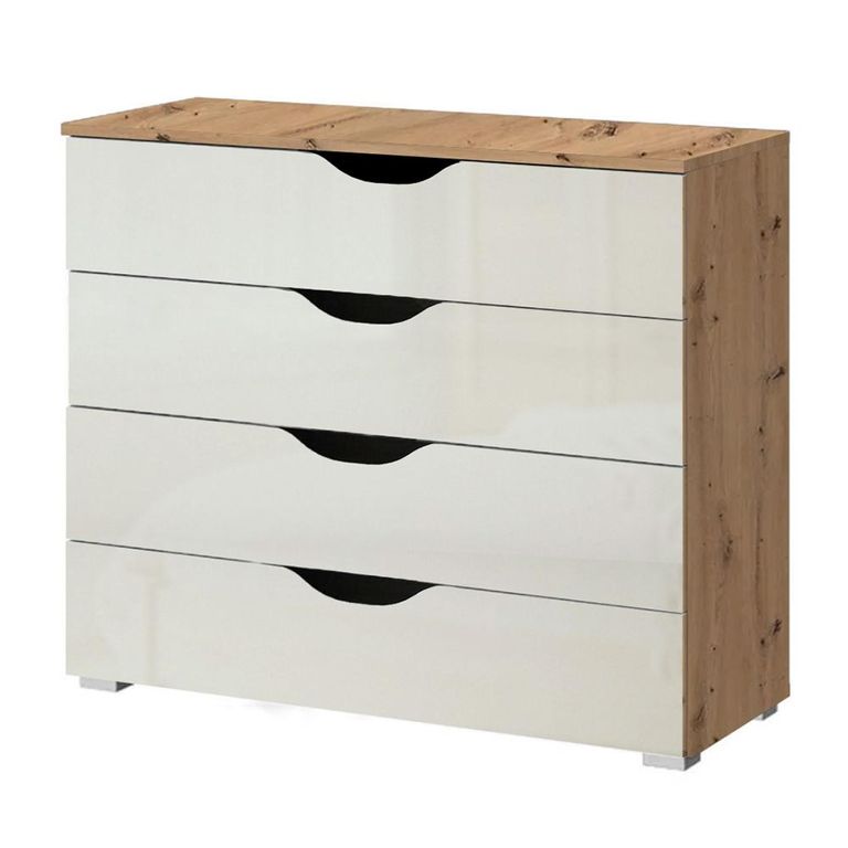 Rauch Arnstein 4 Drawer Chest - Artisan Oak and White High Gloss