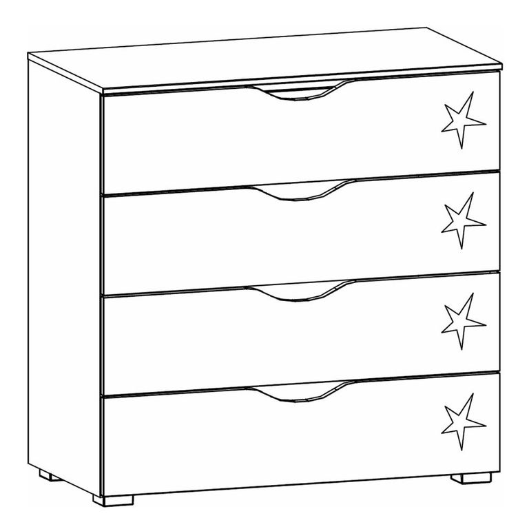 Rauch Arnstein 4 Drawer Chest - Metallic Dark Grey and White High Gloss