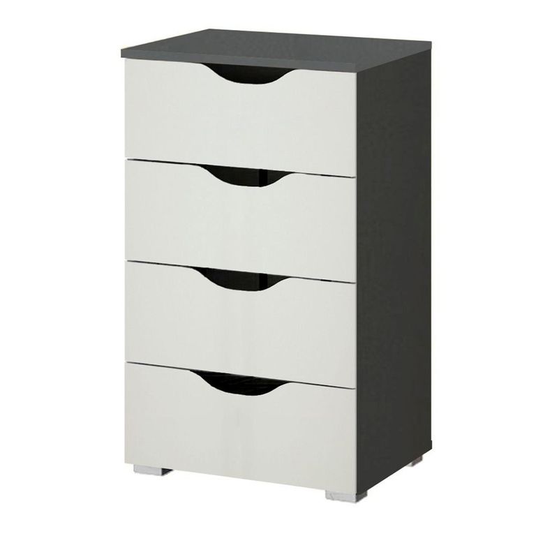 Rauch Arnstein 4 Drawer Narrow Chest - Metallic Dark Grey and Alpine White