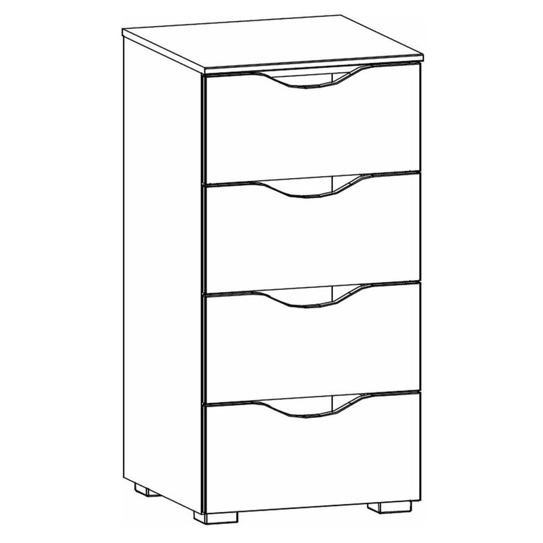 Rauch Arnstein 4 Drawer Narrow Chest - Metallic Dark Grey and Alpine White