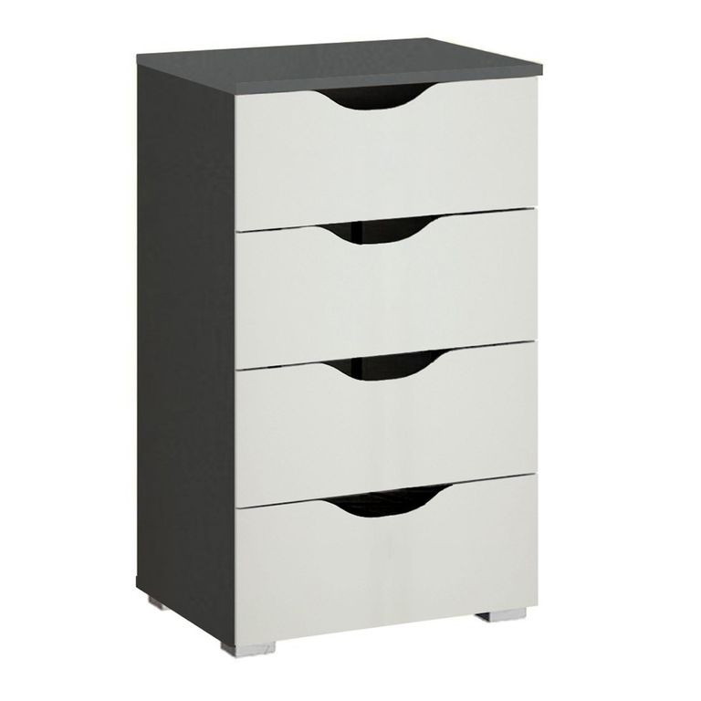 Rauch Arnstein 4 Drawer Narrow Chest - Metallic Dark Grey and Alpine White