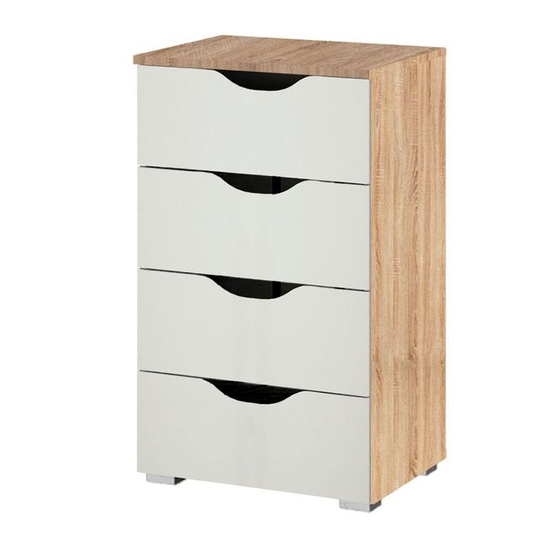 Rauch Arnstein 4 Drawer Narrow Chest - Sonoma Oak and Alpine White