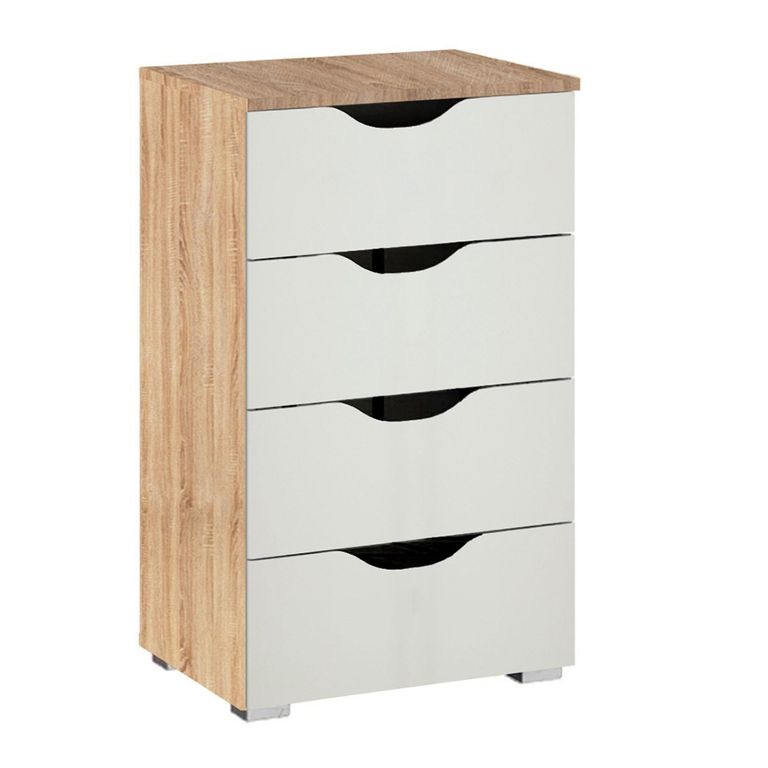 Rauch Arnstein 4 Drawer Narrow Chest - Sonoma Oak and Alpine White