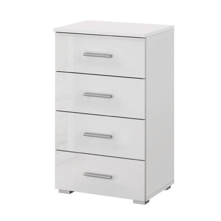 Rauch Elegant4you 4 Drawer Narrow Chest - Alpine White and White High Gloss
