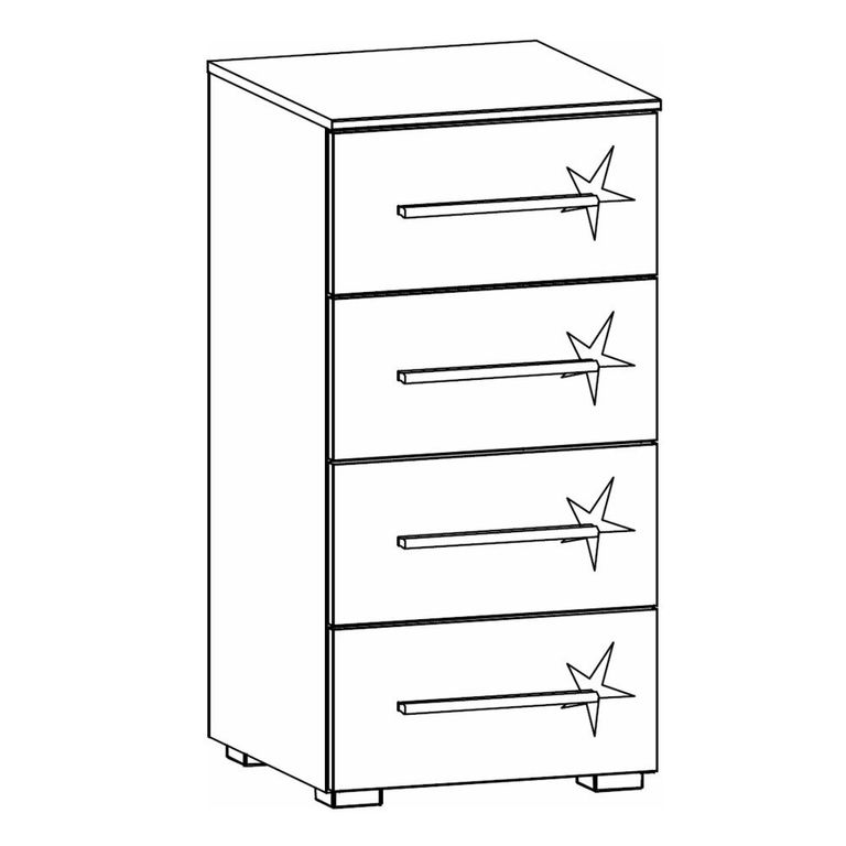 Rauch Elegant4you 4 Drawer Narrow Chest - Alpine White and White High Gloss