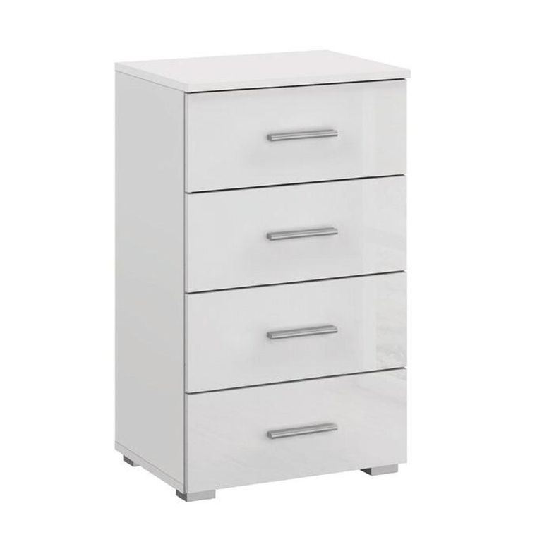 Rauch Elegant4you 4 Drawer Narrow Chest - Alpine White and White High Gloss