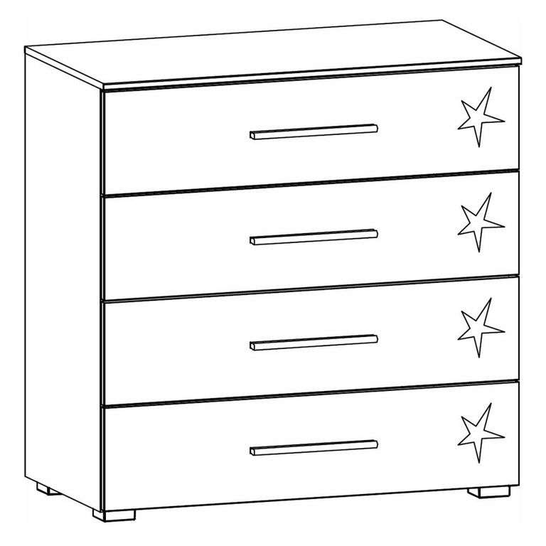 Rauch Elegant4you 4 Drawer Wide Chest - Alpine White and White High Gloss