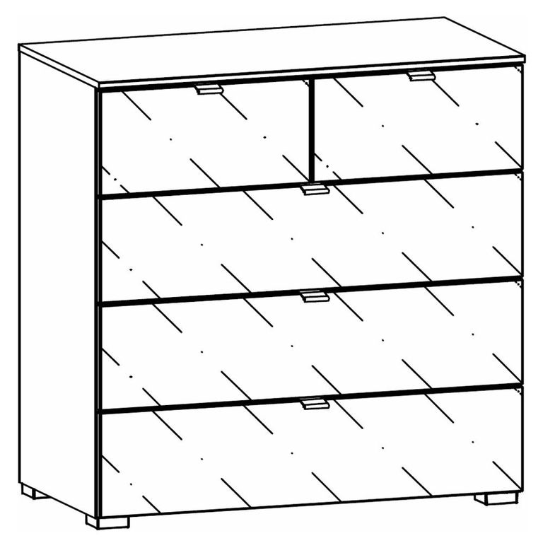 Rauch Erimo 3+2 Drawer Chest - Graphite and Crystal White Glass