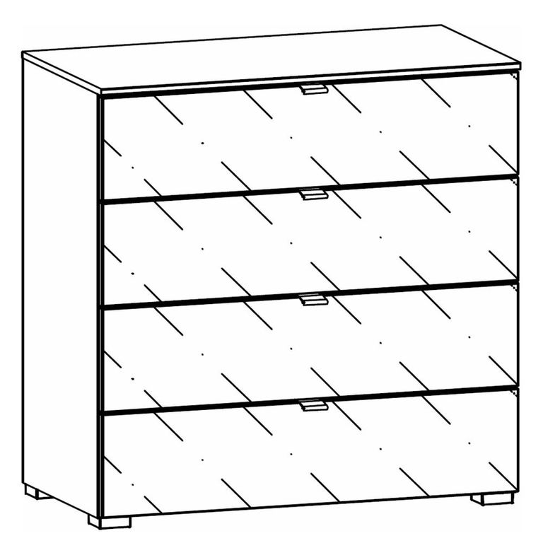 Rauch Erimo 4 Drawer Chest - Alpine White and Basalt Glass