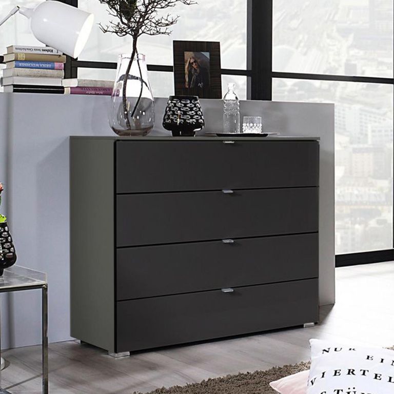 Rauch Erimo 4 Drawer Chest - Graphite and Basalt Glass