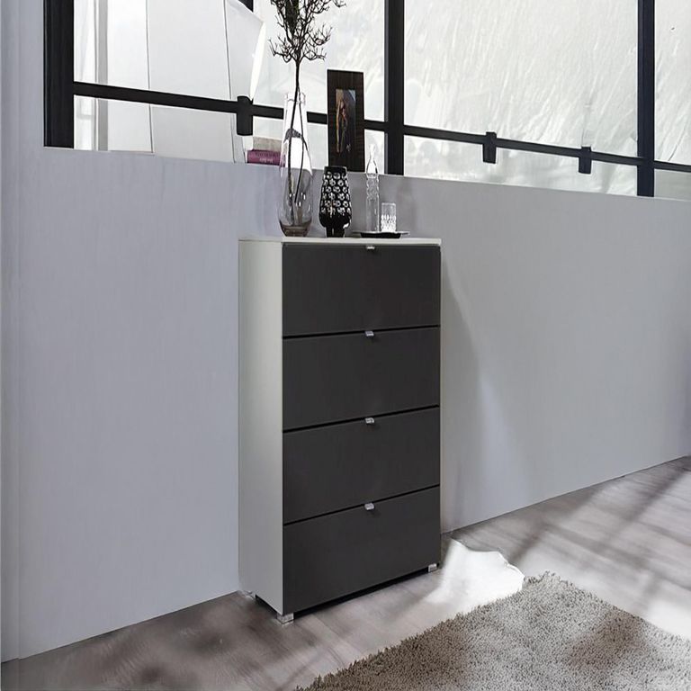 Rauch Erimo 4 Drawer Narrow Chest - Silk Grey and Basalt Glass