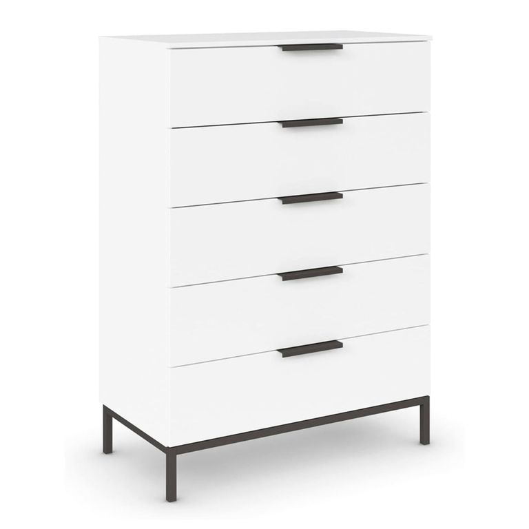 Rauch Flipp 5 Drawer Chest with Metal Base - Alpine White
