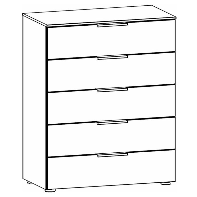 Rauch Flipp 5 Drawer Chest with Metal Base - Artisan Oak and White Glass