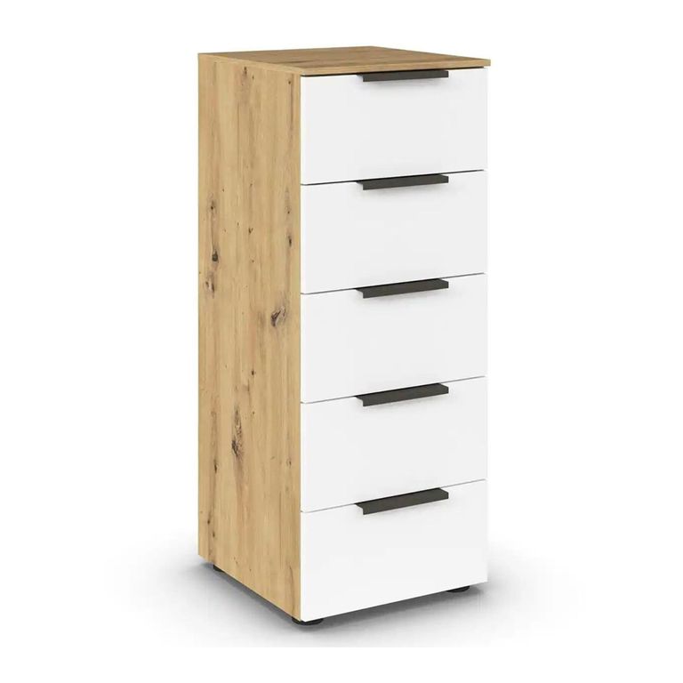 Rauch Flipp 5 Drawer Tall Chest with Adjustable Height - Artisan Oak and Alpine White