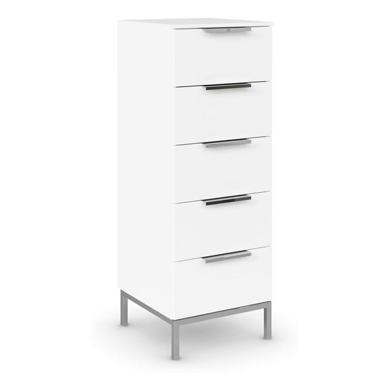 Rauch Flipp 5 Drawer Tall Chest with Metal Base - Alpine White