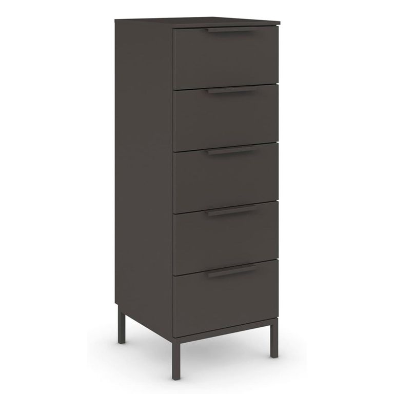 Rauch Flipp 5 Drawer Tall Chest with Metal Base - Graphite