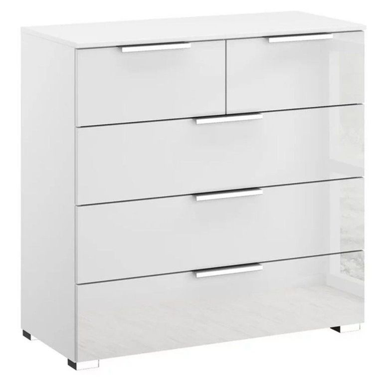 Rauch Miramar 3+2 Drawer Chest - Alpine White and Crystal White Glass