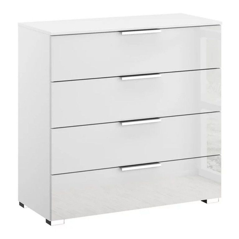 Rauch Miramar 4 Drawer Chest - Alpine White and Crystal White Glass